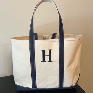 LL Bean Boat and Tote Open Top Monogrammed Large Canvas Bag